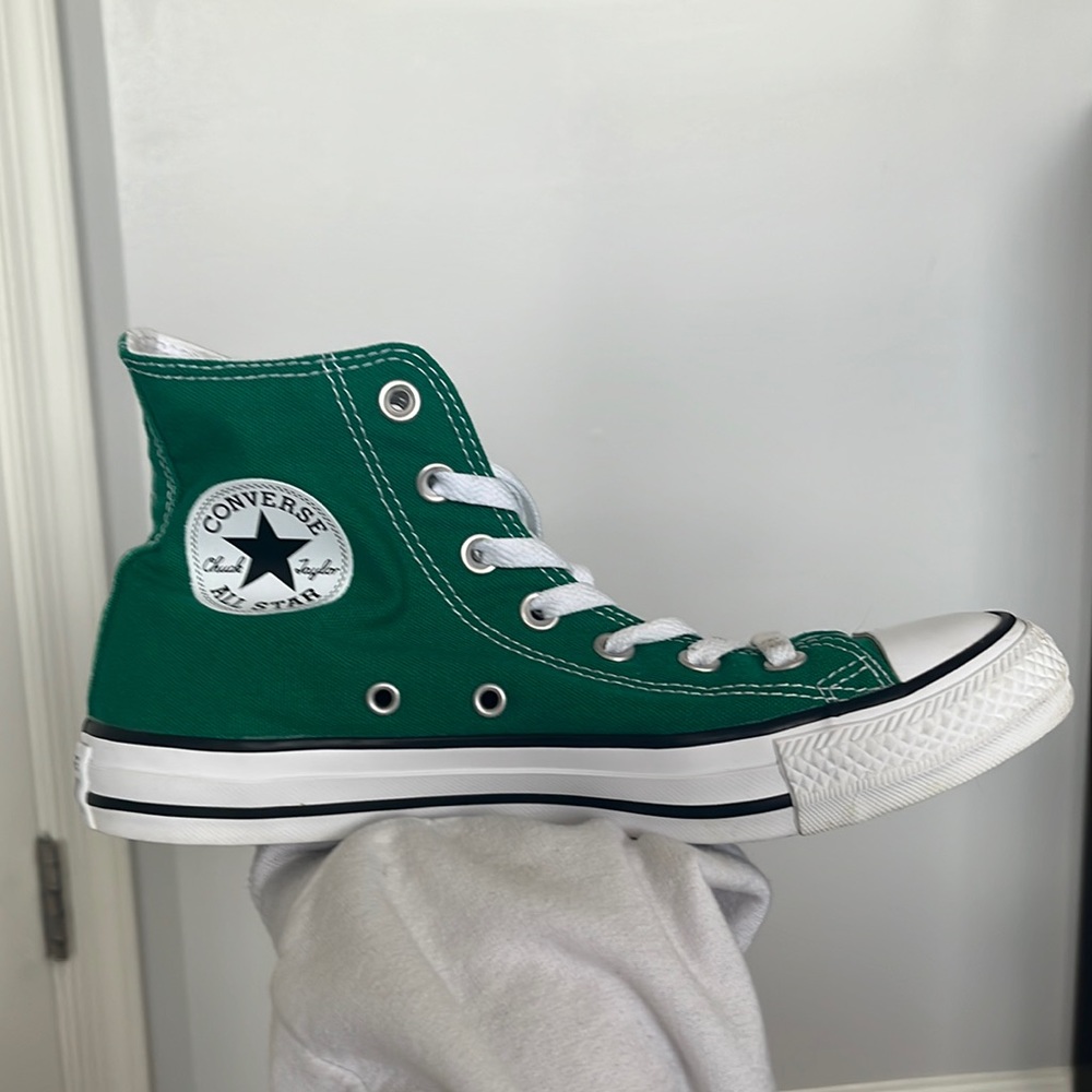 forest green high top converse